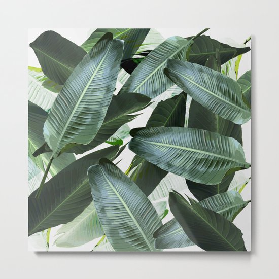Tropical Palm leaf, banana leaf, greens, Hawaii, retro style Metal Print