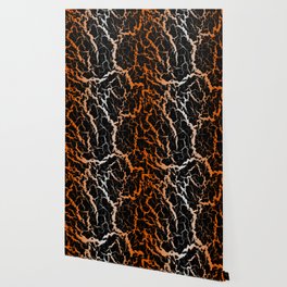 Cracked Space Lava - Orange/White Wallpaper