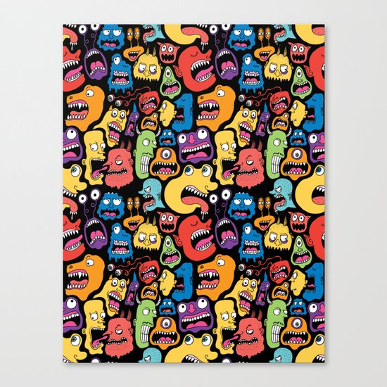 Monster Faces Pattern Canvas Print
