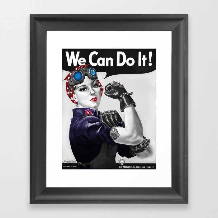 Dieselpunk Rosie The Riveter - "We Can Do It!" Framed Art Print