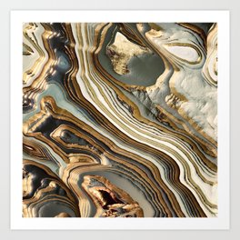 White Gold Agate Abstract Art Print
