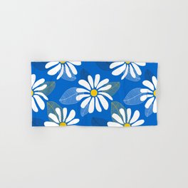 White daisies on a blue background Hand & Bath Towel