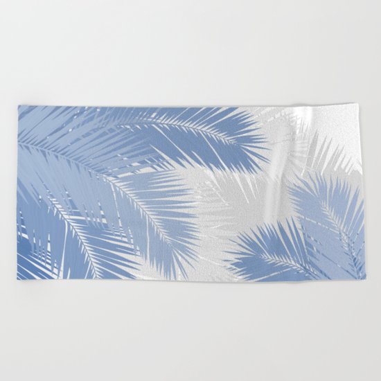 BLUE TROPICAL PALM TREES Beach Towel