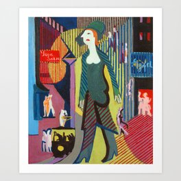Ernst Ludwig Kirchner Woman Walking over Nightly Street 1928 Art Print