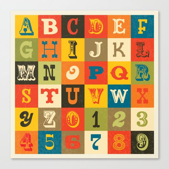 VINTAGE ALPHABET Canvas Print