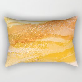 Bright Yellow Alchohol Ink Marble Texture Rectangular Pillow