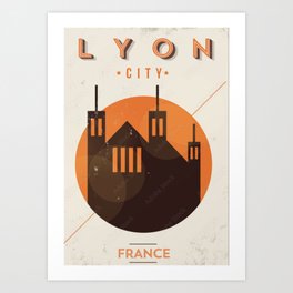 Lyon City Vintage  Art Print