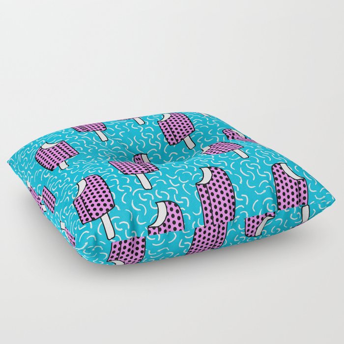 Bite Me - popsicle throwback 80s style memphis dots pattern trendy hipster summer ice cream Floor Pillow