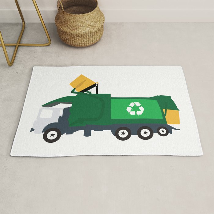 Recycling Garbage Truck Rug by iDove Design Society6