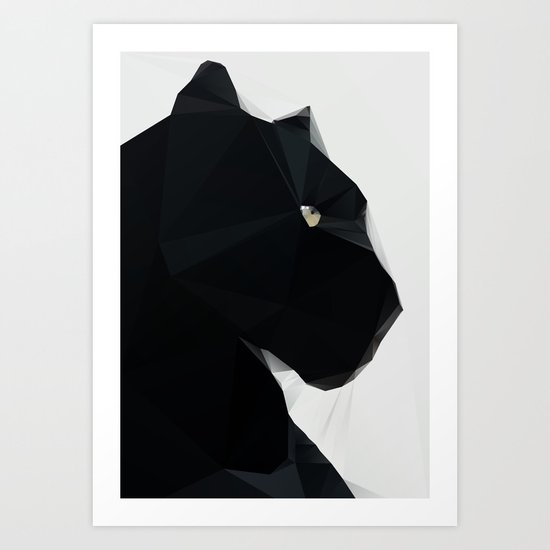Black Geo Cat 02 Art Print