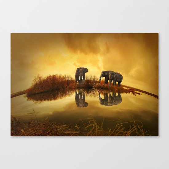 The Herd (Elephants) Canvas Print