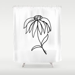 Coneflower Single Line Drawing Shower Curtain