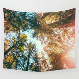 California Redwoods Sun-rays and Sky Wall Tapestry