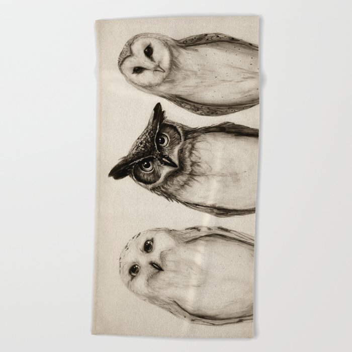 The Owl's 3 Beach Towel by isaiahstephens | Society6