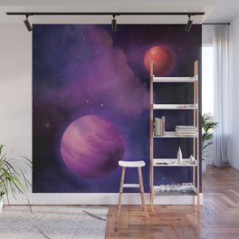 Cool Purple Outer Space Print Planet Lover Pattern Wall Mural