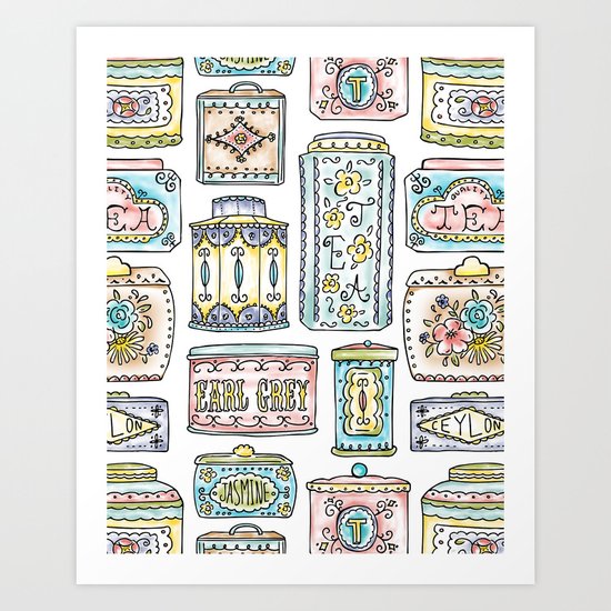 Tea Tins Art Print