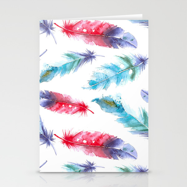 Boho Watercolor Feathers Canvas Tote Bag