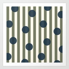 Stripes and Dots green Art Print