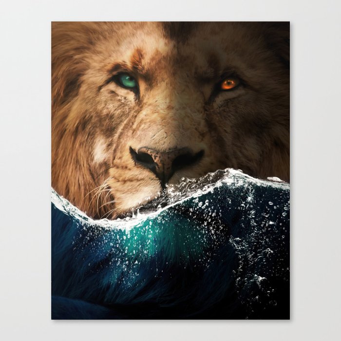 Lion behind the Ocean Canvas Print