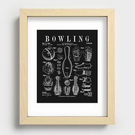 Bowling Pin Ball Bowler Retro Vintage Patent Print Recessed Framed Print