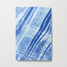 Abstract Marble - Denim Blue Metal Print
