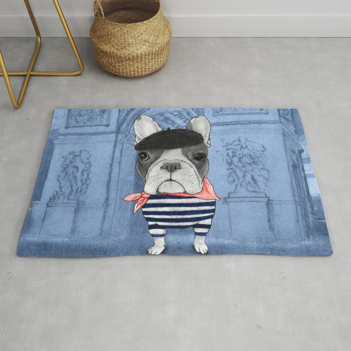 Frenchie with Arc de Triomphe Rug