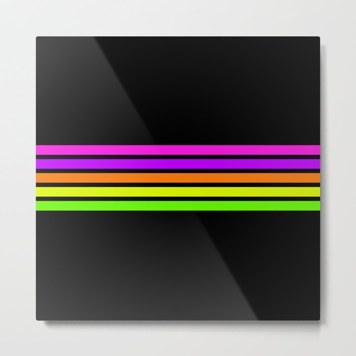 Minimal Abstract Retro Stripes 80s Neon Style - Nena Metal Print