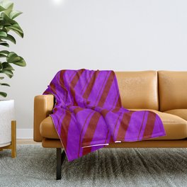 [ Thumbnail: Maroon and Dark Violet Colored Lines/Stripes Pattern Throw Blanket ]