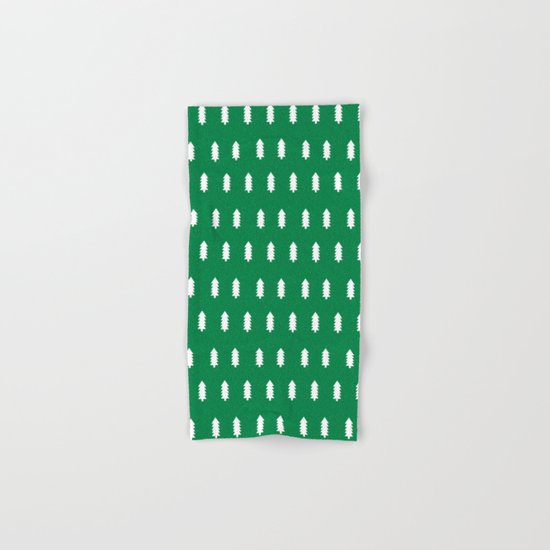 Christmas Trees minimal modern green and white holiday christmas decor Hand & Bath Towel