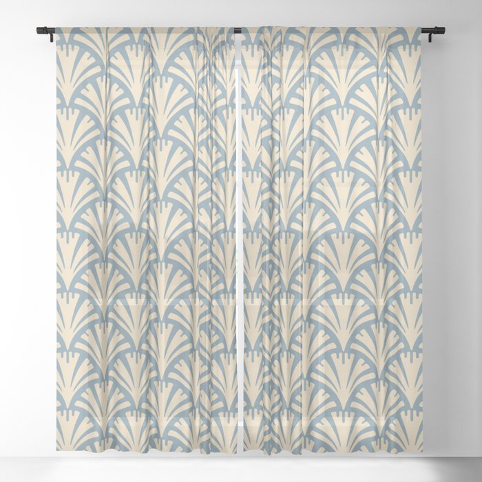 Art Deco Gold Fans Sheer Curtain