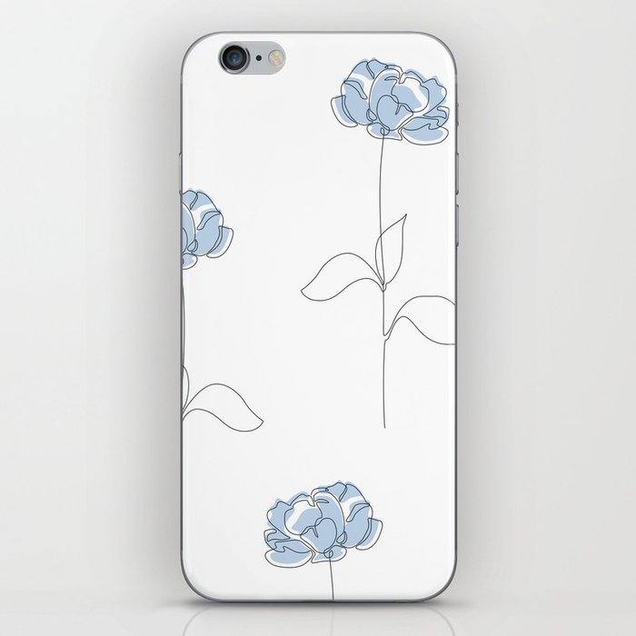 Blue Peony / single line flower contour drawing  iPhone Skin
