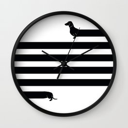 (Very) Long Dog Wall Clock | Dachshund, Drawing, Pets, Very, Pattern, Curated, Funny, Digital, Chevron, Dog 