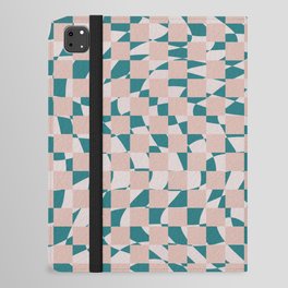 Checked checkered checkers green and pink iPad Folio Case