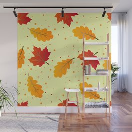 Orange & Red Color Autumn Pattern Design  Wall Mural