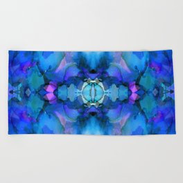 Indigo Blue Nebula Fractal  Beach Towel