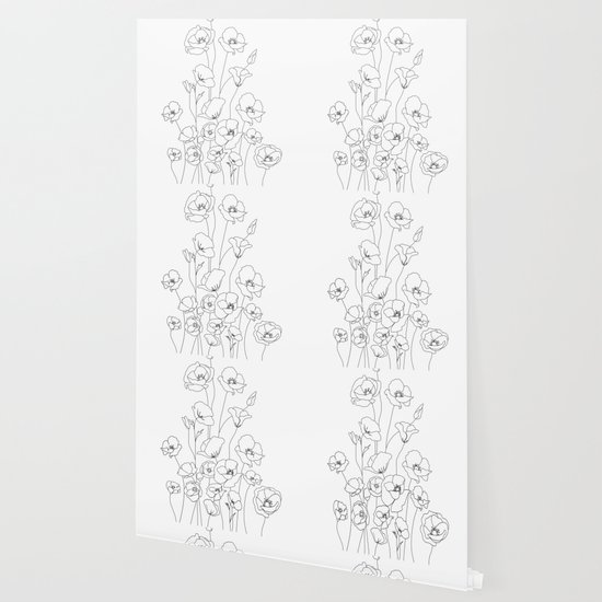 Poppy Flowers Line Art Wallpaper By Nadja1 Society6 A collection of the top 41 black and white line drawing wallpapers and backgrounds available for download for free. society6