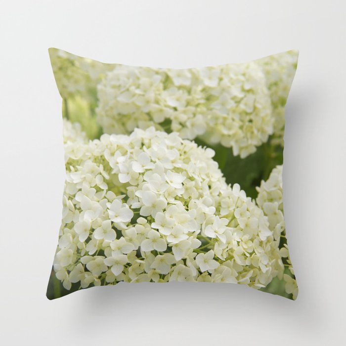 White Hydrangea Throw Pillow