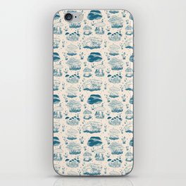 Mushroom Toile in Blue iPhone Skin
