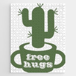 Free hugs cactus silhouette Jigsaw Puzzle