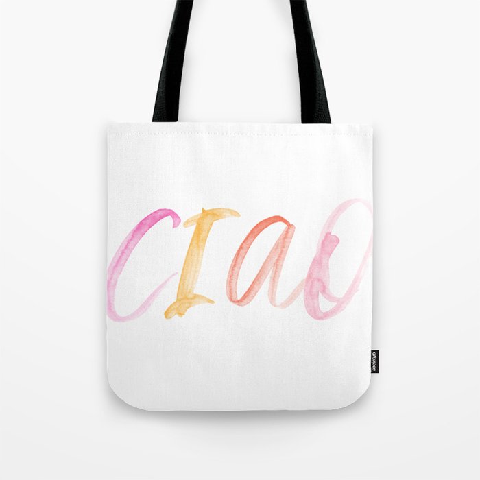 CIAO Italy Watercolor Colorful Print Tote Bag