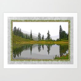 REFLECTIONS ON A PLACID MOUNTAIN LAKE Art Print