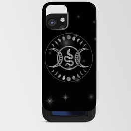 Mystic snake silver mandala with triple goddess and moon phases iPhone Card Case