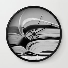 Open Books in Black and White Wall Clock