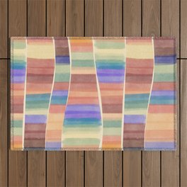 Colorful watercolor stripe pattern Outdoor Rug