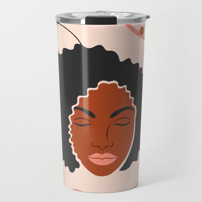 Background with African American woman.  Travel Mug