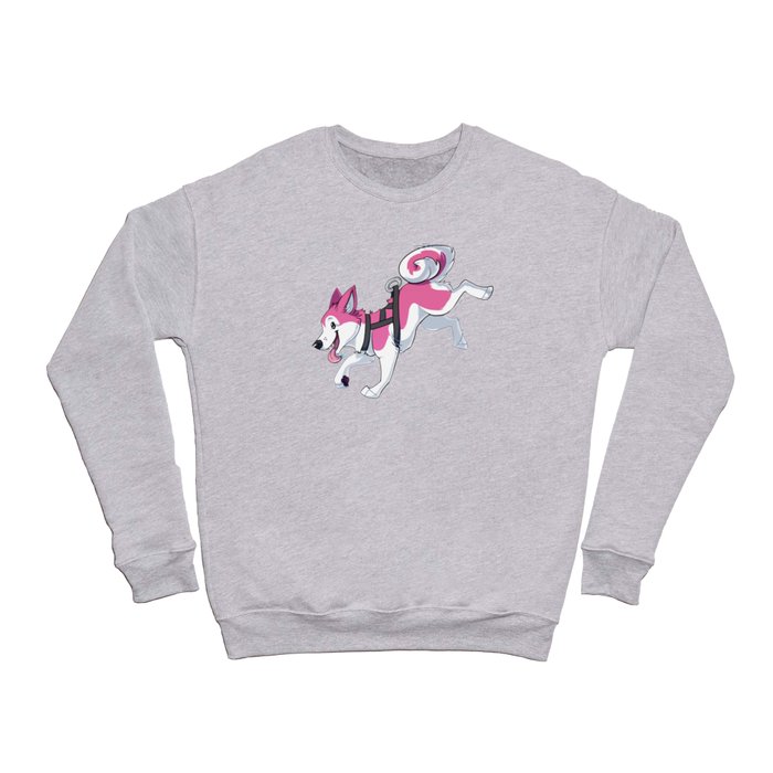 Pink Husky Running Crewneck Sweatshirt