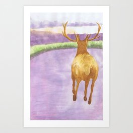 Dear deer, Art Print | Landscape, Animal, Nature, Painting 
