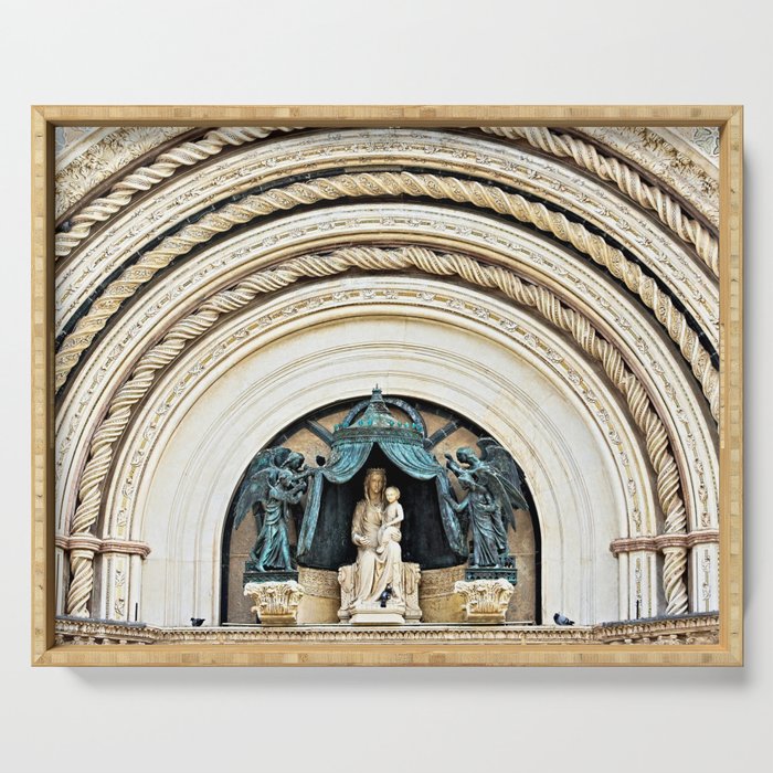 Orvieto Cathedral Madonna and Child Angels Facade Sculpture Serving Tray