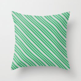 [ Thumbnail: Sea Green and Light Grey Colored Lines Pattern Throw Pillow ]