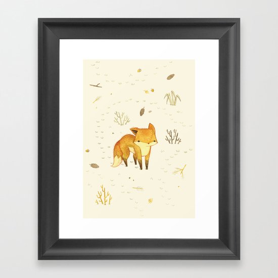 Lonely Winter Fox Framed Art Print